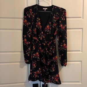 Miami Black and Red Floral Long Sleeve Dress